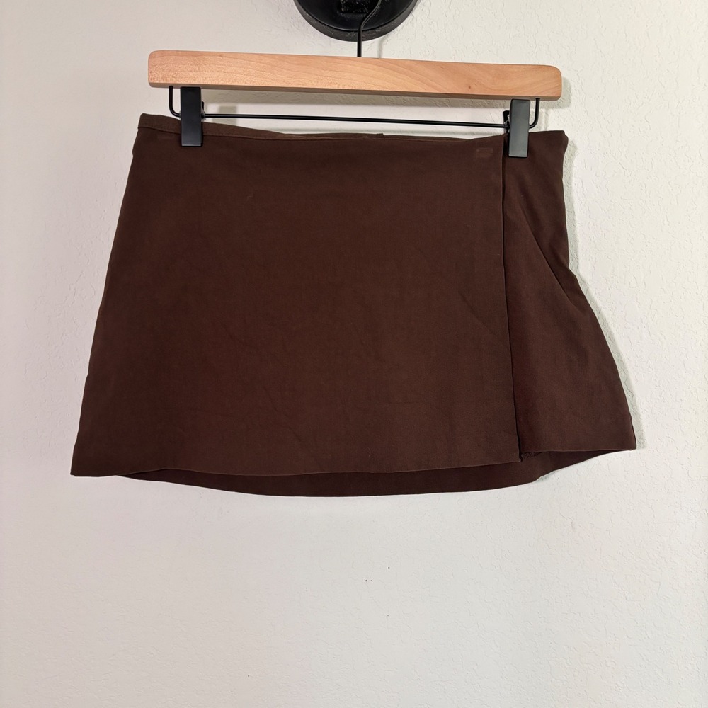 Wild Fable Skort Wrap Front Mini S Rayon Blend Brown Dark Academia Aesthetic